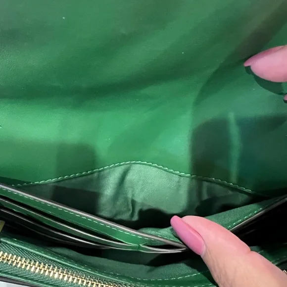 NWOT Tory Burch Fleming Soft Straw Wallet Crossbody - Arugula Green Chain Bag - Picture 8 of 12